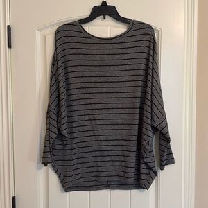 Ladies Maurice grey & black striped top size medium